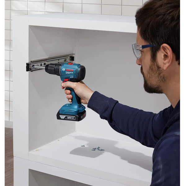 Bosch GSR 185LI 13MM 18V Cordless Drill / Driver Kit with 2 x battery GBA 18V 2.0Ah, Quick charger GAL 18V-40 Professional | 1900RPM