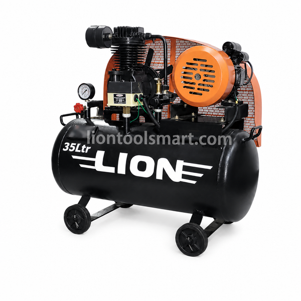 Lion 35L Air Compressor with 1/2HP Single Phase Motor | Compact Portable Reciprocating Compressor