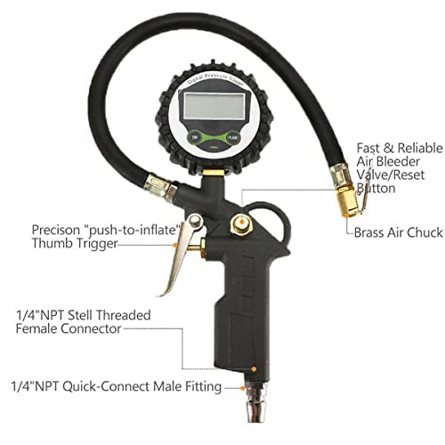 MHR Digital Type Tyre Inflator MHR-DBI001 Metro – Portable Automatic Car Air Compressor with Digital Display