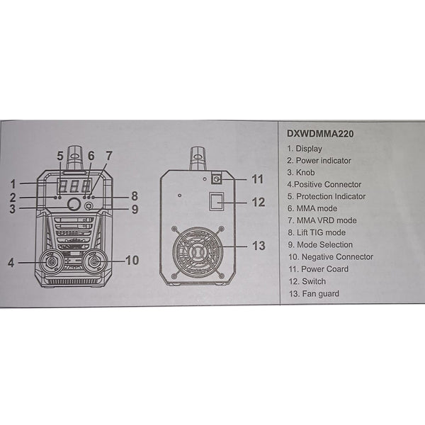 DEWALT WELDING MACHINE MMA/LIFT TIG 220A DXWDMMA220