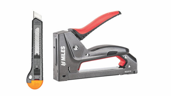 Miles M23210 Heavy Duty Stapler Gun Tacker – Multi-Surface Manual Staple Gun for Wood, Upholstery, Fabric & DIY Use
