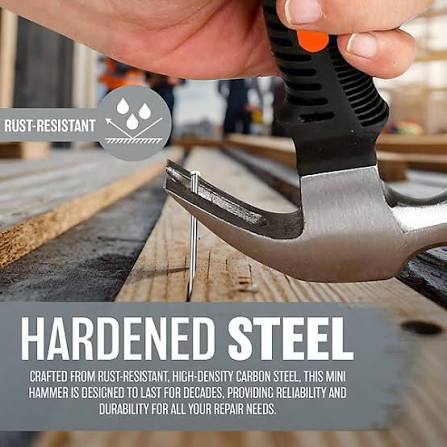 Vomb Mini Claw Hammer Stubby | Compact Forged Steel Claw Hammer with Anti-Slip Grip for Carpentry & DIY