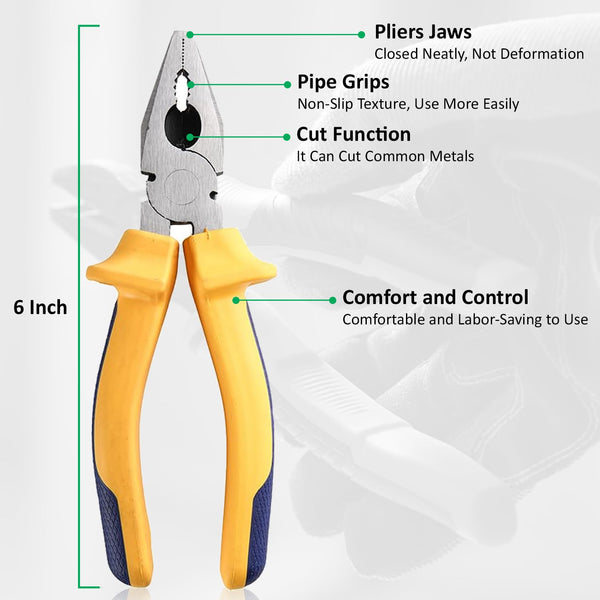 TATA PLCI01 Combination Plier 6 Inch / 150mm | Heavy Duty Insulated Combination Cutting Plier