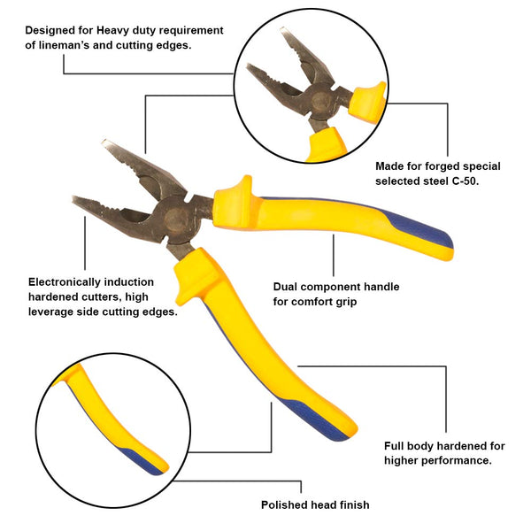 TATA PLCI02 Combination Plier 7 Inch / 180mm | Heavy Duty Combination Cutting Plier