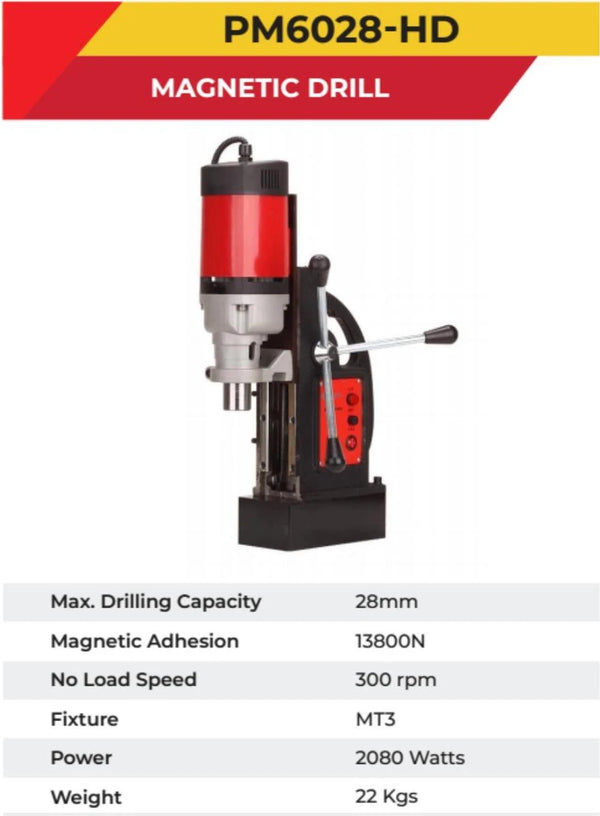 Polymak Magnetic Core Drill 2080W 28mm PM6028-HD | Steel Fabrication, Industrial Drilling & Structural Applications