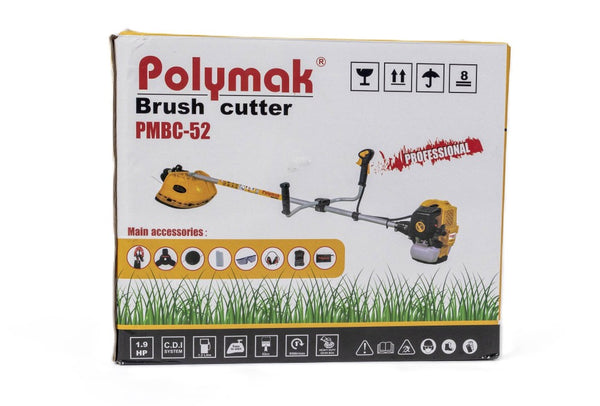 Polymak Petrol Brush Cutter 52cc PM BC-52 | Agriculture, Grass Cutting, Landscaping & Farm Maintenance Applications