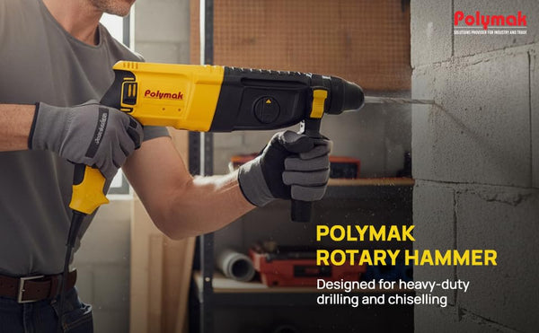Polymak Rotary Hammer 950W 26mm PM25RH-DY | Concrete Drilling, Chiseling & Construction Applications