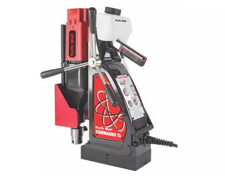 Ralli Wolf COMMANDO 40S 1100W magnetic core drilling machine with 40mm drilling capacity, 50mm cutting depth, six-speed variable operation and 8000N magnetic adhesion.