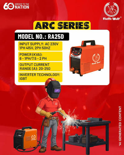 Ralli Wolf RA25D Digital ARC Inverter Welding Machine 250A with IGBT Technology and VRD Safety