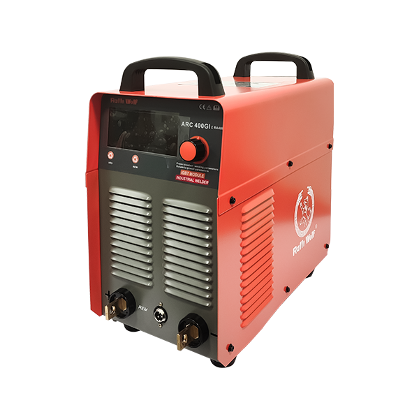Ralli Wolf RA40HI 400A three-phase IGBT industrial ARC welding machine with 415V input, VRD safety, Arc Force, and Hot Start functions.