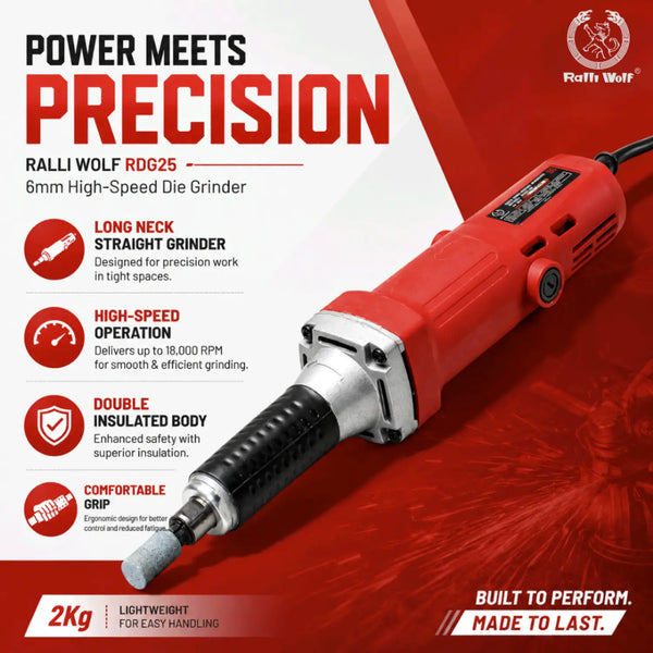 Ralli Wolf RDG25 6mm Die Grinder 420W 25000 RPM Long Neck Straight High-Speed Grinder – Lion Tools Mart