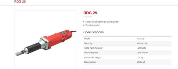 Ralli Wolf RDG25 6mm Die Grinder 420W 25000 RPM Long Neck Straight High-Speed Grinder – Lion Tools Mart