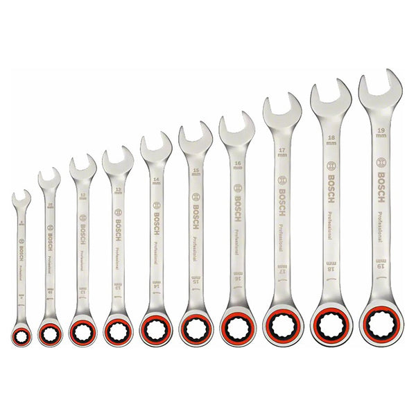 Bosch Ratchet Spanner Set 10 pc 1 600 A02 AU0 Professional