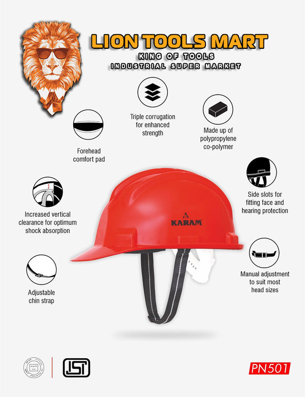 Karam Shelmet Safety Helmet with Protective Peak with Nape Type Adjustment, PN501 | Head Protection