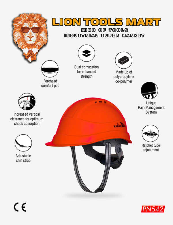 Karam Shelblast Safety Helmet with Protective Peak with Ratchet Type Adjustment and Ventilators PN542 | Head Protection