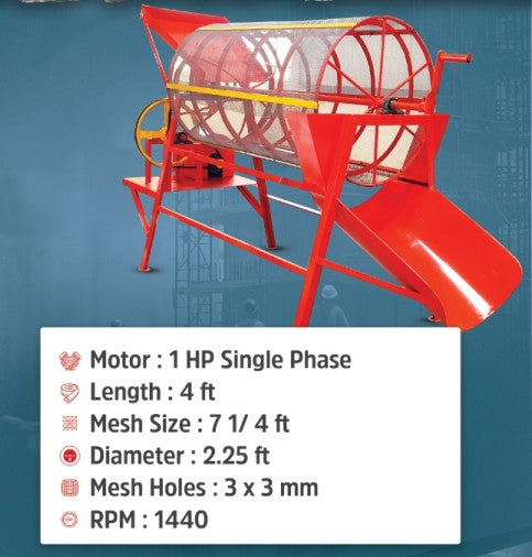 Lion Rotary Sand Siever with 1HP 1 Phase Motor | Sand Screening Machine