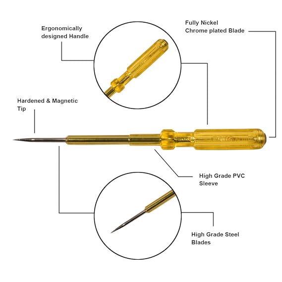 TATA SDN002 Tester 200mm | Voltage Tester Screwdriver, Electrical Line Tester