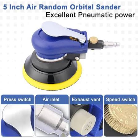 Sparta, Sparta SP-1638A, Pneumatic Orbital Sander, 5 Inch Orbital Sander, Air Orbital Sander, Pneumatic Sander, Orbital Sander, Automotive Sander, Car Body Sander, Woodworking Sander, Metal Finishing Tool, Surface Preparation Tool, Air Sander, Workshop Tool, Pneumatic Power Tool