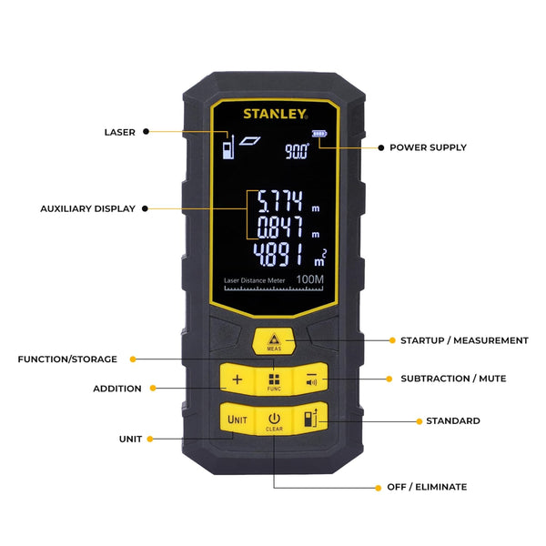 STANLEY LDM 100 Laser Distance Meter (STHT77803-A) - 100m Range