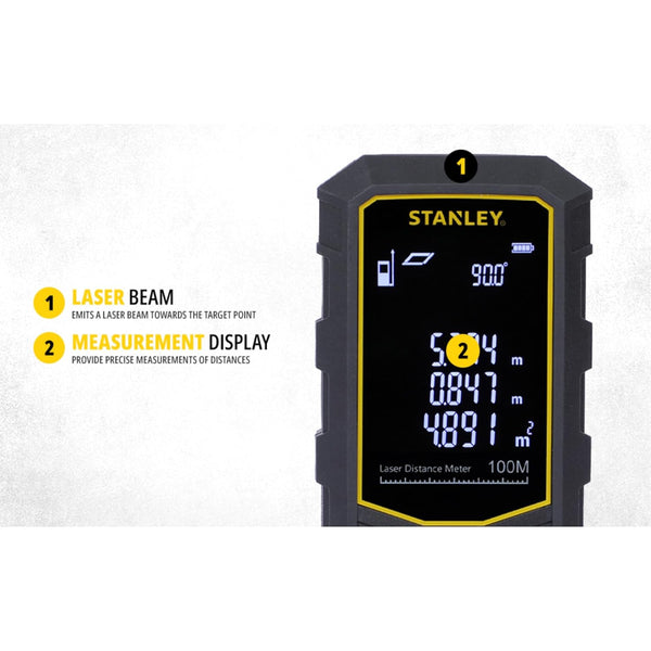 STANLEY LDM 100 Laser Distance Meter (STHT77803-A) - 100m Range