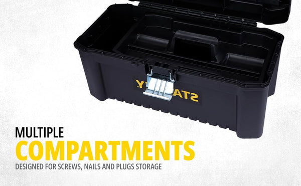 Stanley, Stanley STST75518-8, Stanley STST1-75518, Stanley 16 Inch Toolbox, Plastic Toolbox, Metal Latch Toolbox, Essential Toolbox, Tool Storage Box, Portable Toolbox, Tool Organizer, Workshop Toolbox, Garage Toolbox, Mechanic Toolbox, Electrician Toolbox, Carpenter Toolbox, DIY Toolbox, Hand Tool Storage, Stanley Tool Storage, Workshop Storage Box, Lion Tools Mart
