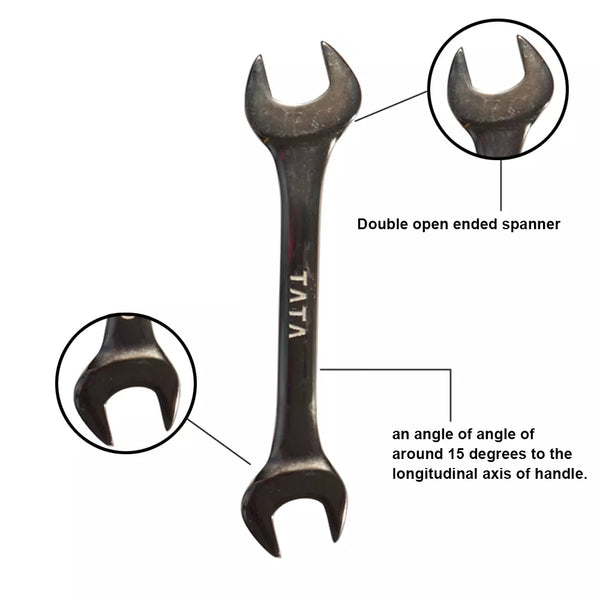 TATA Chrome Finished Double Open Ended Spanner | Professional Double Open Jaw Spanner | Metric Wrench