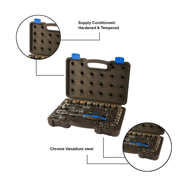 TATA SCS001 24Pcs Socket Set | 1/2 Inch Square Drive | Professional Ratchet Socket Tool Kit