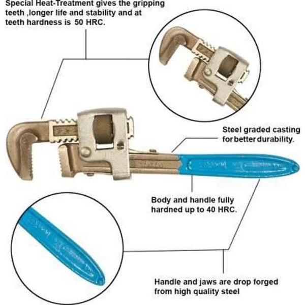 TATA WRSI02 Stillson Pipe Wrench 10 Inch / 250mm | Heavy Duty Adjustable Pipe Wrench