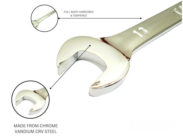 TATA Chrome Finished Double Open Ended Spanner | Professional Double Open Jaw Spanner | Metric Wrench