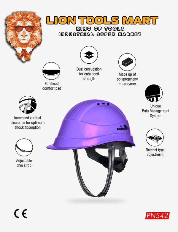 Karam Shelblast Safety Helmet with Protective Peak with Ratchet Type Adjustment and Ventilators PN542 | Head Protection