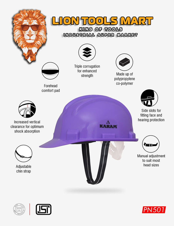 Karam Shelmet Safety Helmet with Protective Peak with Nape Type Adjustment, PN501 | Head Protection