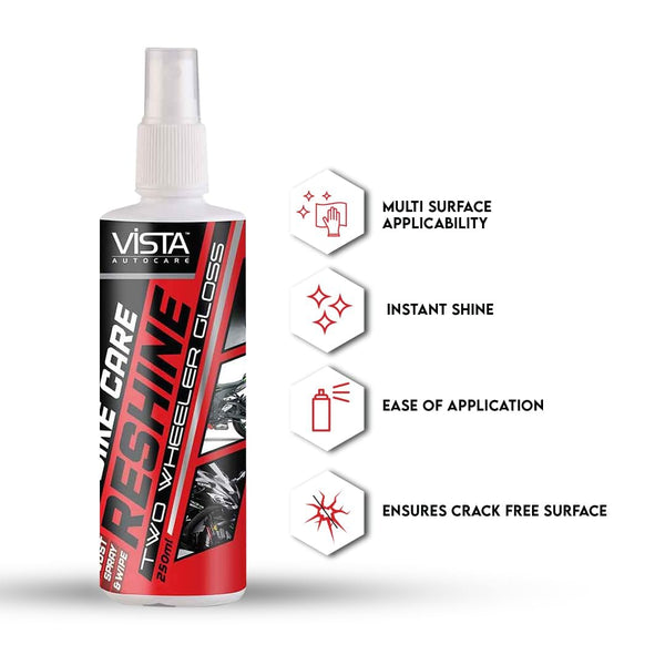 Vista, Vista Reshine, Vista Reshine 250ml, Multi-Surface Shine Restorer, 250ml Shine Restorer, Surface Shine Restorer, Car Shine Restorer, Automotive Shine Restorer, Dashboard Shine Restorer, Dashboard Polish, Car Dashboard Shiner, Plastic Shine Restorer, Plastic Polish, Vinyl Polish, Vinyl Shine, Rubber Polish, Rubber Shine, Car Interior Polish, Interior Trim Polish, Automotive Surface Dressing, Car Detailing Product, Automotive Detailing Product, Car Care Products, Vehicle Care Products, Car Shine Product