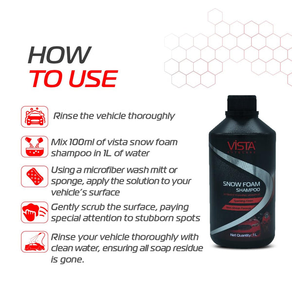 Vista Auto Care Snow Foam Shampoo 1000ML | Paint Safe & Removes Tough Dirt