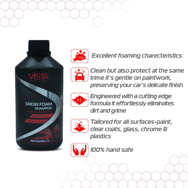 Vista Auto Care Snow Foam Shampoo 1000ML | Paint Safe & Removes Tough Dirt