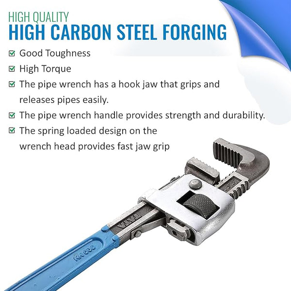 TATA WRSI03 Stillson Pipe Wrench 12 Inch / 300mm | Heavy Duty Adjustable Pipe Wrench