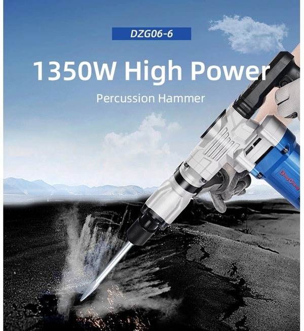 DongCheng DZG06-6S 1400W Electric Demolition Hammer, 16.8J Impact Energy, 3900 Impacts per Minute, Vibration-Absorbing System, Hex 17mm Tool Fitting