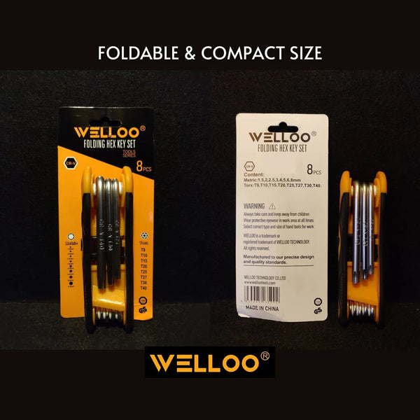 Welloo HKF2008 8Pcs Hex Key Set | 8 Different Sizes of Torque Repair Tool Set
