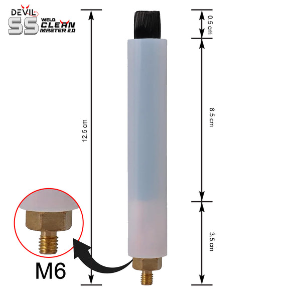 Devil SS Weld Cleaning Brush M6 Thread Carbon Fiber Used Polish Stainless Steel Welds After TIG/MIG | Welding Bead Processor Brush Head for Tig Mig Weld Cleaner