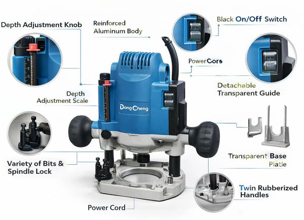 DONGCHENG DMR8S 900W wood router with straight guide