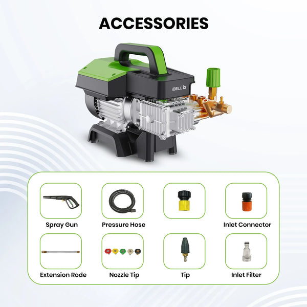 iBELL IGREEN 790 High Pressure Washer 3350W Induction Motor, 220 Bar Pressure, 8.2 L/Min Flow Rate, 100% Copper Winding and 10 Metre Metal Net Hose