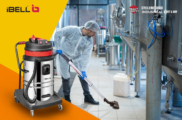iBELL Cyclone 1950 industrial wet and dry vacuum cleaner with 50L stainless steel barrel