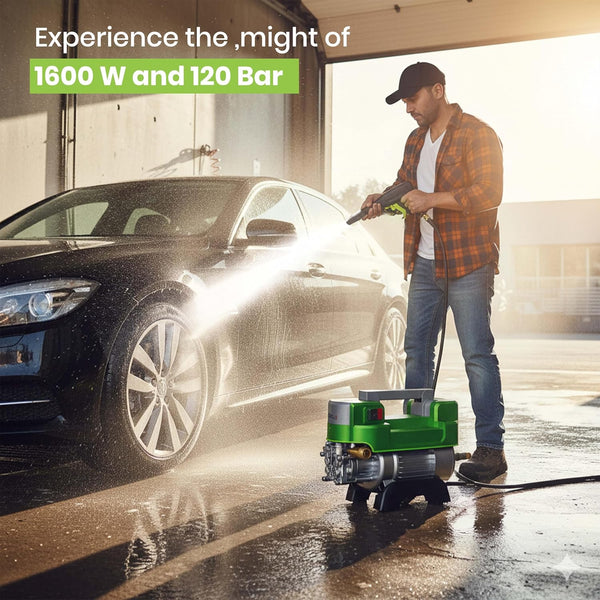 iBELL iGreen 70 green high-pressure washer with wheeled chassis and spray gun