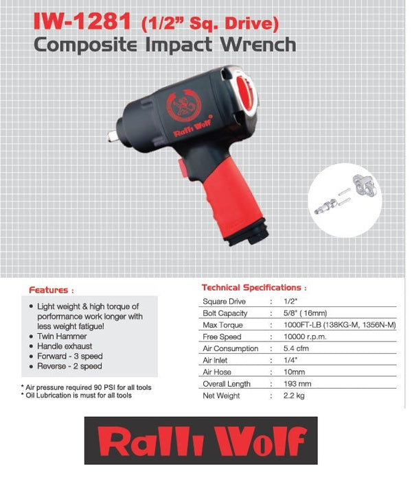 Ralli Wolf IW-1281 composite impact wrench — 1/2