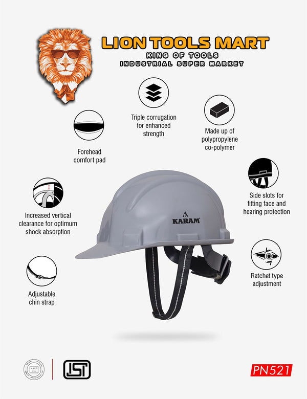 Karam Shelmet Safety Helmet with Protective Peak with Ratchet Type Adjustment PN521 | Head Protection