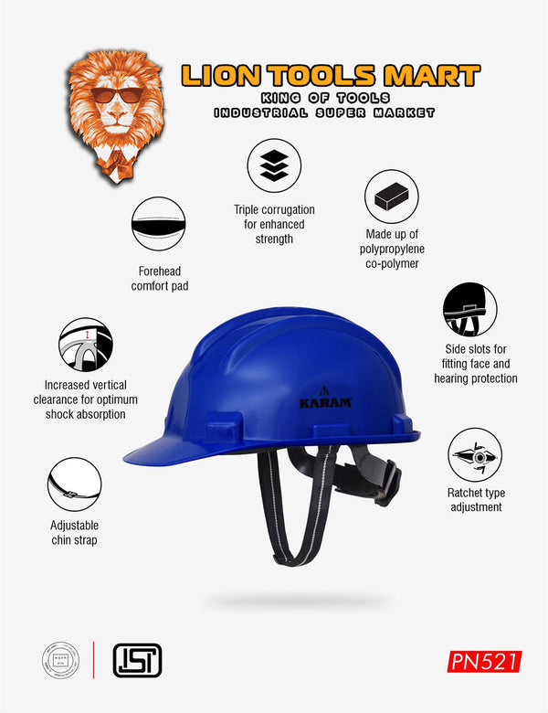 Karam Shelmet Safety Helmet with Protective Peak with Ratchet Type Adjustment PN521 | Head Protection