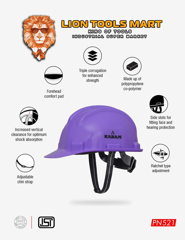 Karam Shelmet Safety Helmet with Protective Peak with Ratchet Type Adjustment PN521 | Head Protection