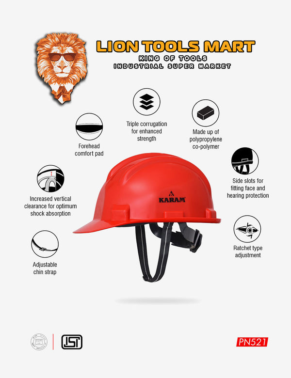 Karam Shelmet Safety Helmet with Protective Peak with Ratchet Type Adjustment PN521 | Head Protection