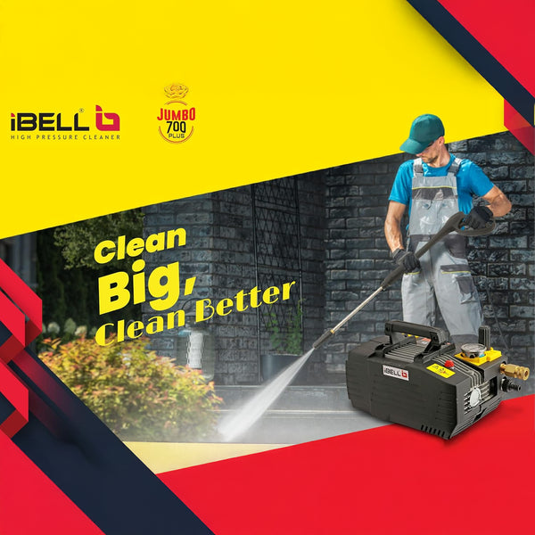 iBELL Jumbo 700 2900W High Pressure Washer, 140 Bar Induction Motor Pressure Cleaning Machine with 7.9 L/Min Flow Rate, 8 Metre Hose and Total Stop System