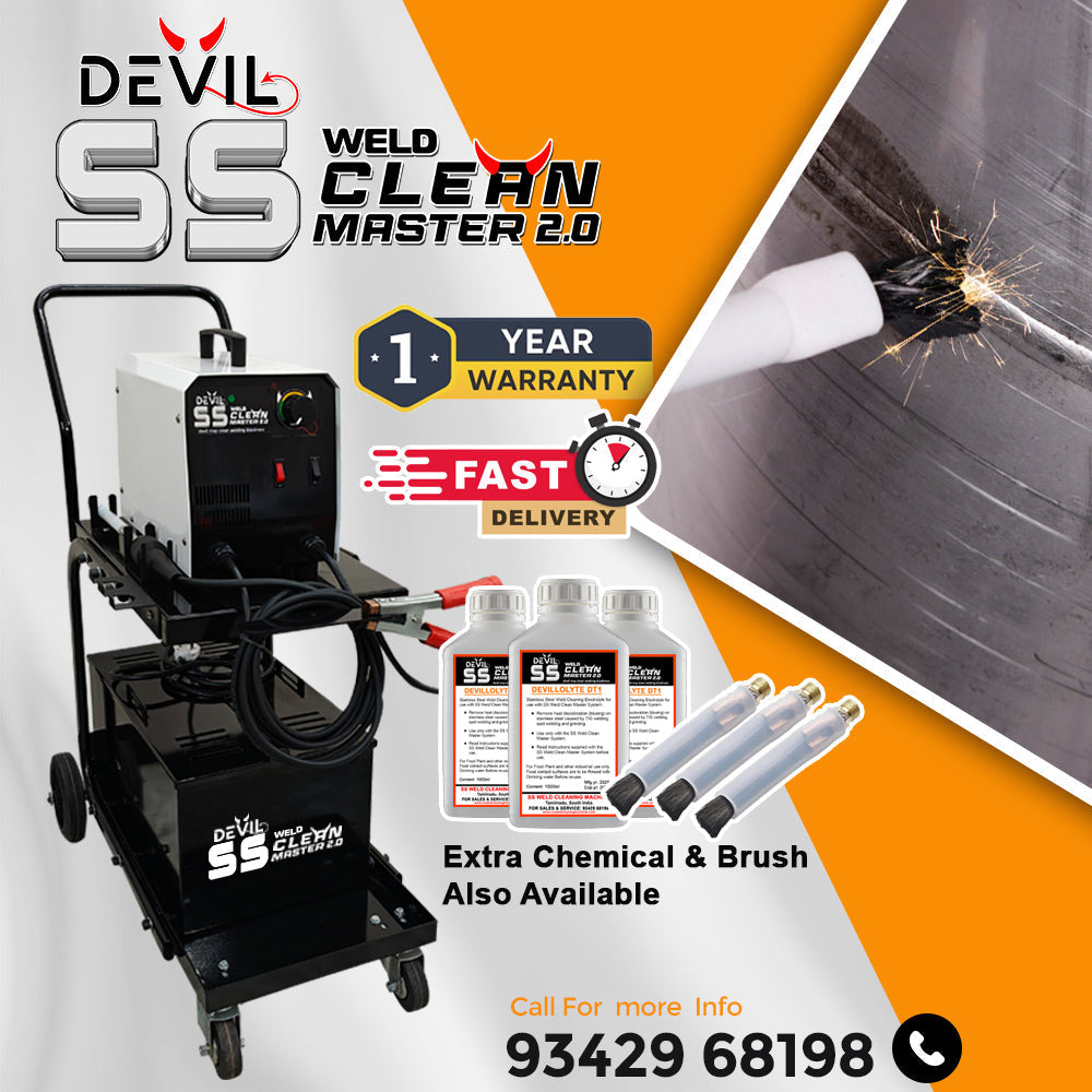 Effective Stainless Steel Weld Cleaning with Devil SS Weld Clean Master, SS Weld Cleaning Chemical, and Weld Bead Cleaner Brush