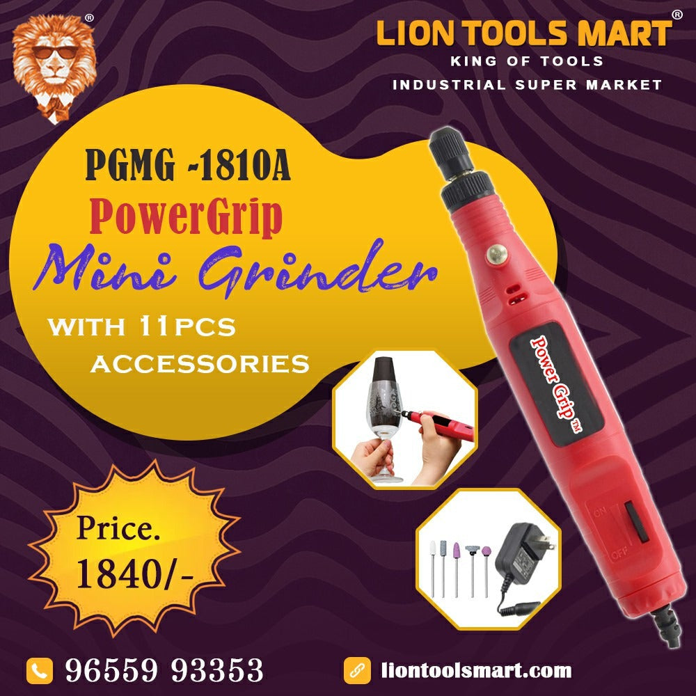 Precision Grinding Made Easy: PGMG-1810A Power Grip Mini Grinder with 11pcs Accessories